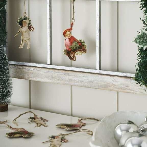 VHC Brands Winter Fun Metal Ornaments Set of 6 - 4/4.25 inch