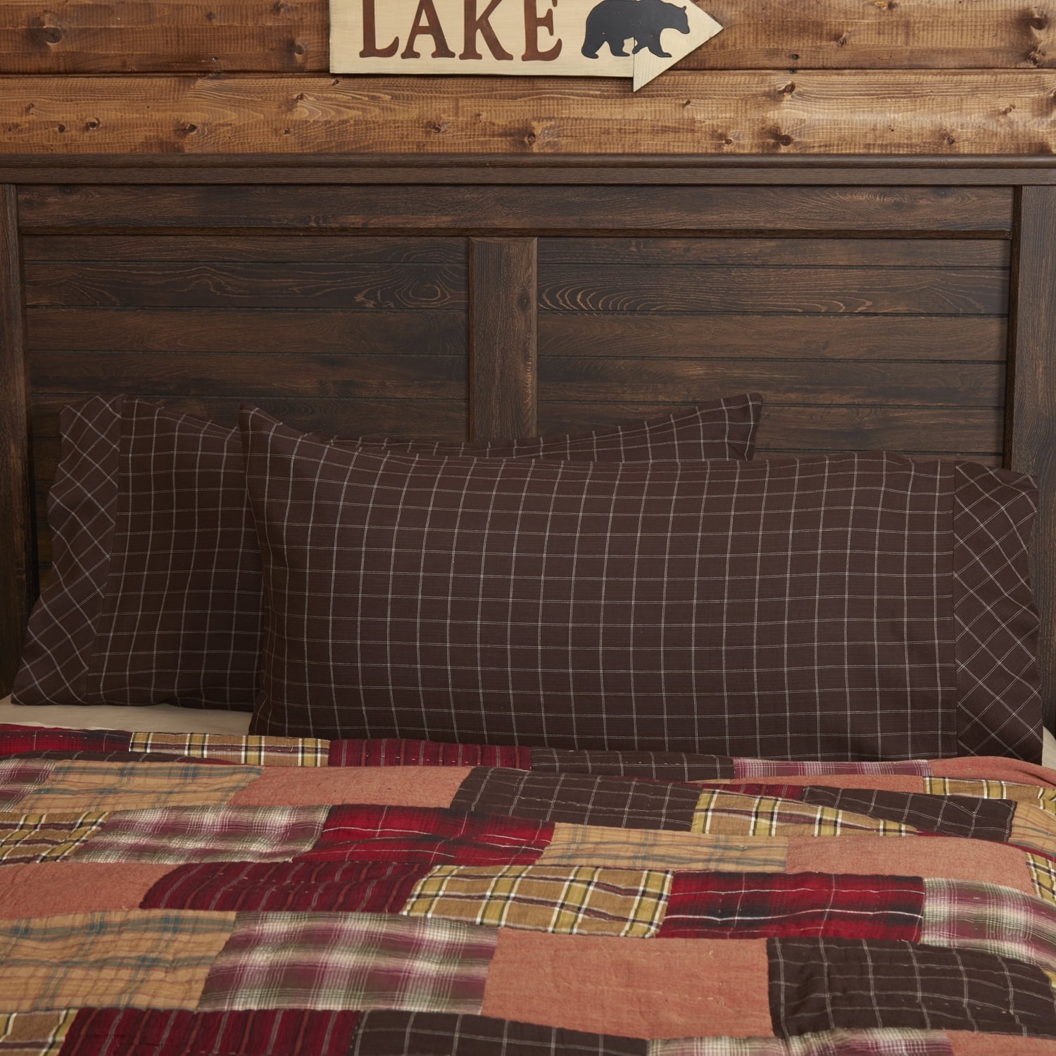 Wyatt King Espresso Brown and White Cotton Pillowcase Set