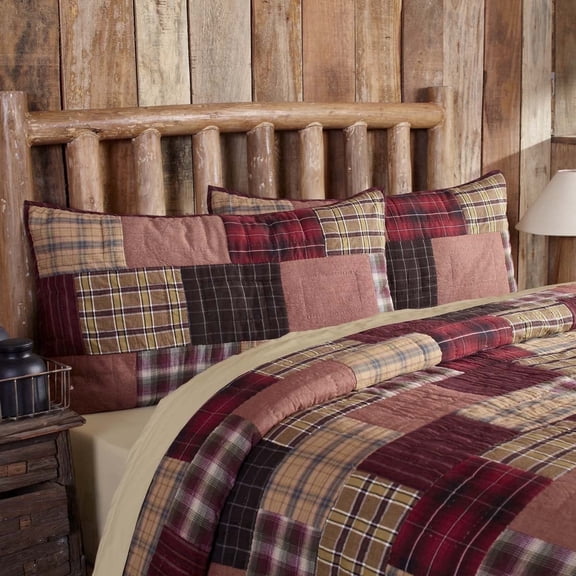VHC Brands Wyatt Bedding Accessory, King Sham 21x37, Patchwork Tan