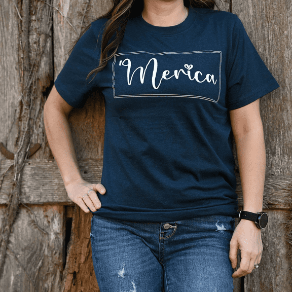 VHC Merica T-Shirt, Navy Melange S to 2XL Unisex Tee (2XL)