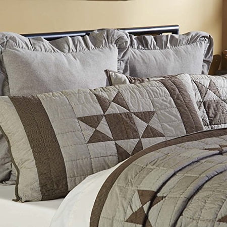VHC Ohio Star 3 Piece King Quilt Set Country Patchwork Design, Greige