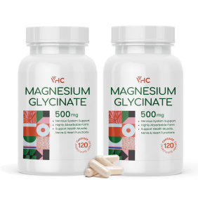 VHC Pure Magnesium Glycinate 500mg 240 Capsules, High Absorption Chelated Formula Made in USA