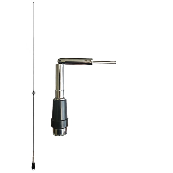 VHF 144-174MHz Pre-tuned Mobile Radio Antenna, 4.1 dBd Gain, UHF Mounting, Pull & Lay-Over, Folding. TRAM 3677