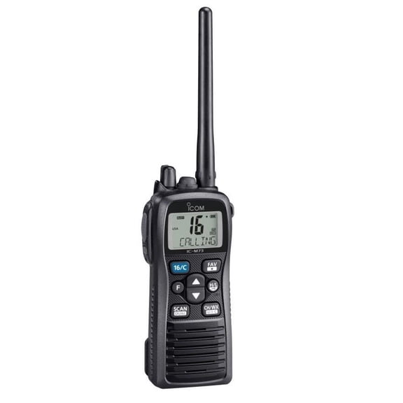 8" Jet Black M73 PLUS Handheld VHF 6W IPX8 Submersible Active Noise Canceling Built-In Voice Recorder