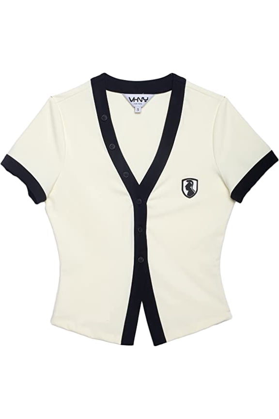 Womens Short Sleeve Tops | Button Up Short Sleeve Top Cardigan for Teens Girls Trendy from NYC Brand (Cream, XS, x_s)