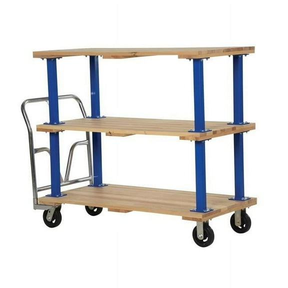 VHPT-TD-2754 27 x 54 in. Triple Deck Hardwood Platform Cart
