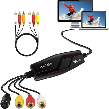 VHS TO Digital Converter, USB Video Card, Video Device, TO USB Converter,Convert VHS VCR Hi8 Mini DV to Digital/DVD,For Tape Player Camcorder Camera PC TV,Windows Mac OS Compatible