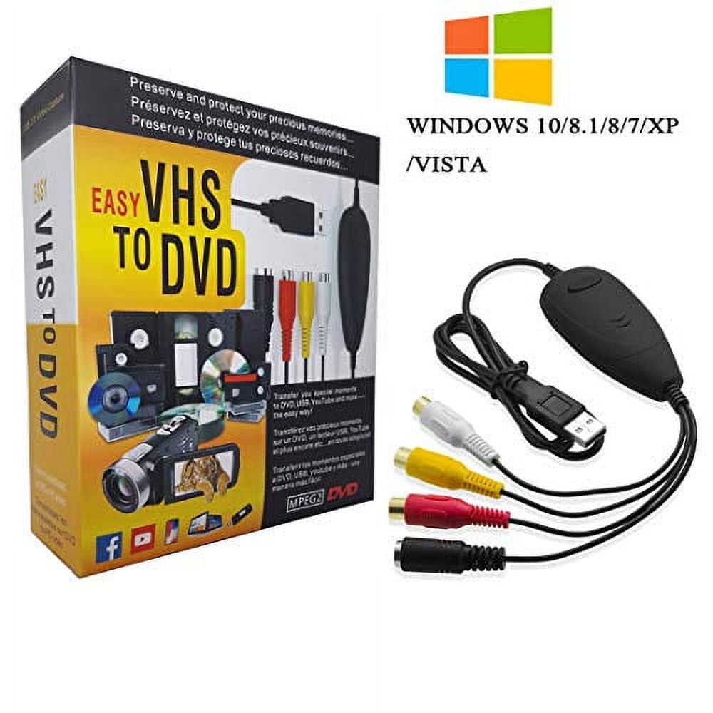 TSV VHS to Digital Converter USB 2.0 Video Audio Capture Card Box VCR DVD  TV to Digital Adapter, VHS to DVD Converter Capture Card Grabber Device