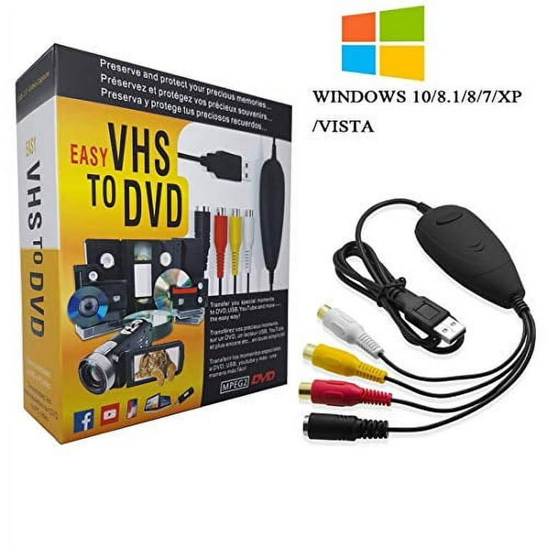 VHS to Digital Converter for Windows 10, USB2.0 Video Audio