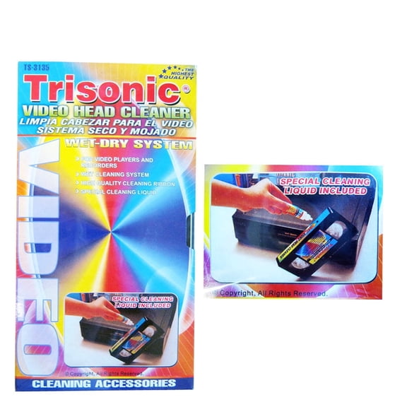 VHS VCR VIDEO HEAD CLEANER PLAYERS RECORDERS WET DRY SYSTEM CLEANING LIQUID NEW