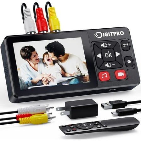DIGITNOW VHS to Digital Converter 2.0, HD Video to Digital Converter Recorder with Remote & 3.5" Screen