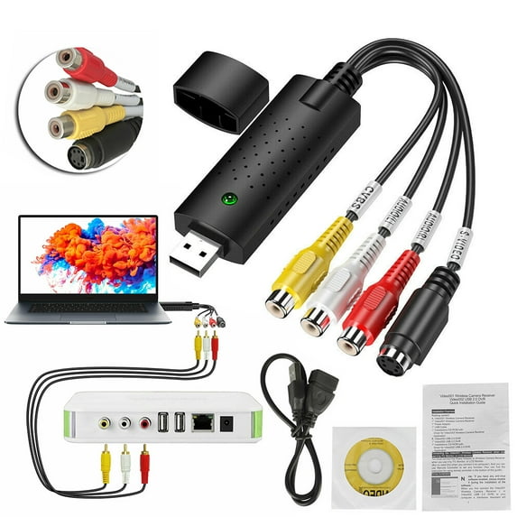 VHS to Digital Converter,USB 2.0 Audio/Video Converter,Video Capture Card VCR TV to DVD Converter for PC,2Pcs