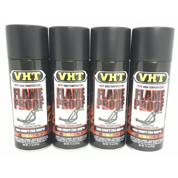 VHT SP102-4 PACK FLAT BLACK High Temperature Flame Proof Header Paint - 11 oz