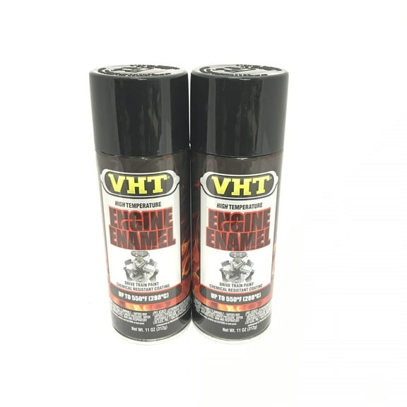 VHT SP124-2 PACK GLOSS BLACK Engine Enamel High Heat Drive Train Paint - 11 oz