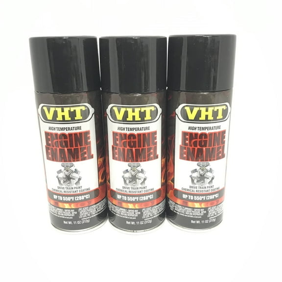 VHT SP124-3 PACK GLOSS BLACK Engine Enamel High Heat Drive Train Paint - 11 oz