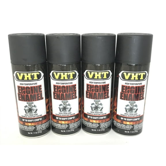 VHT SP130-4 PACK FLAT BLACK Engine Enamel High Heat Drive Train Paint - 11 oz