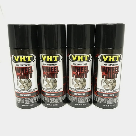 VHT SP187 Gloss Black Wheel Automotive Body Paint, 4 Pack