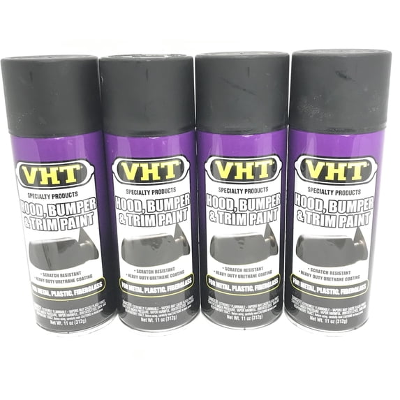 VHT SP27-4 PACK FLAT BLACK Scratch resistant Hood, Bumper & Trim Paint - 11 oz