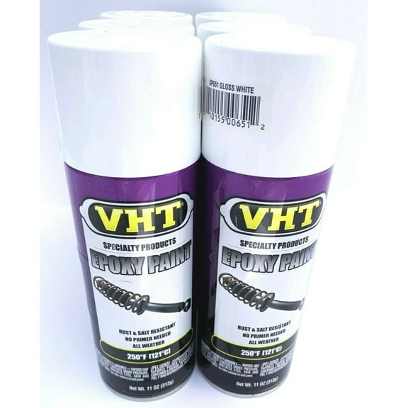 VHT SP651-6 PACK GLOSS WHITE Epoxy Paint. Rust and Salt Resistant - 11 oz