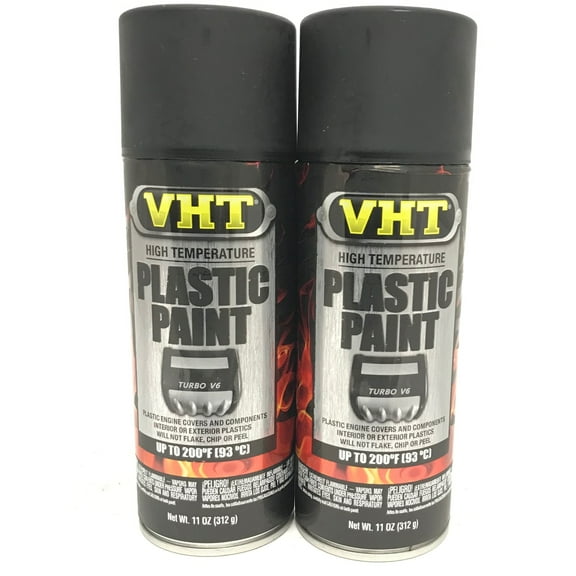 VHT SP820-2 PACK MATTE BLACK High Temperature Plastic Paint - 11 oz Aerosol