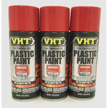 VHT SP821-3 PACK GLOSS RED High Temperature Plastic Paint - 11 oz Aerosol