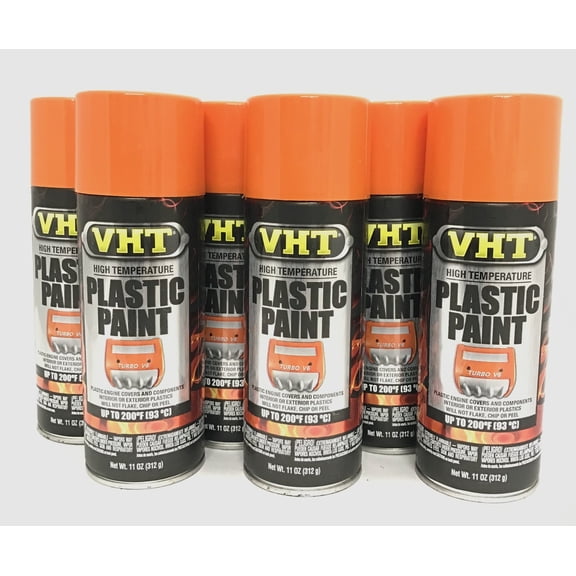 VHT SP823 High Temperature Plastic Paint Orange Gloss 11 oz Spray Paint, 6 Pieces