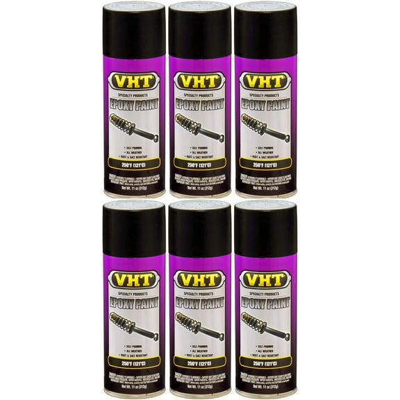 VHT Satin Black Epoxy All-Weather Paints (11 oz) - 6 Pack