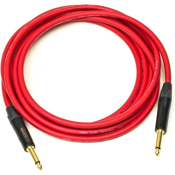 VHT Ultra Instrument Cable, 18 Foot 1/4" Straight Ends Neutrik Plugs - Red
