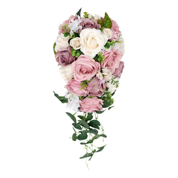 VHUNT 19.69 Artificial Silk Pink Roses Wedding Bouquet