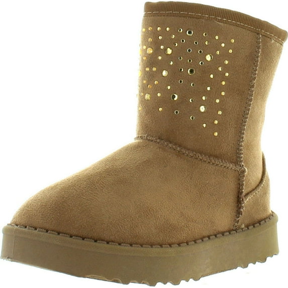 VIA PINKY COCO-21F Kid's Big Girls Slip On Winter Boots Comfort Casual Shoes, Camel, 9