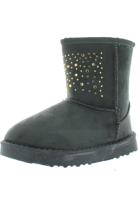 COCO-21F Kid's Big Girls Slip On Winter Boots Comfort Casual Shoes, Grey, 10