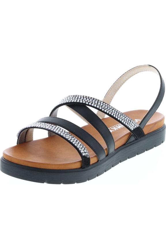 FALLON-02 Womens Open Toe Cushioned Strappy Low Platform Sandals, Black, 7
