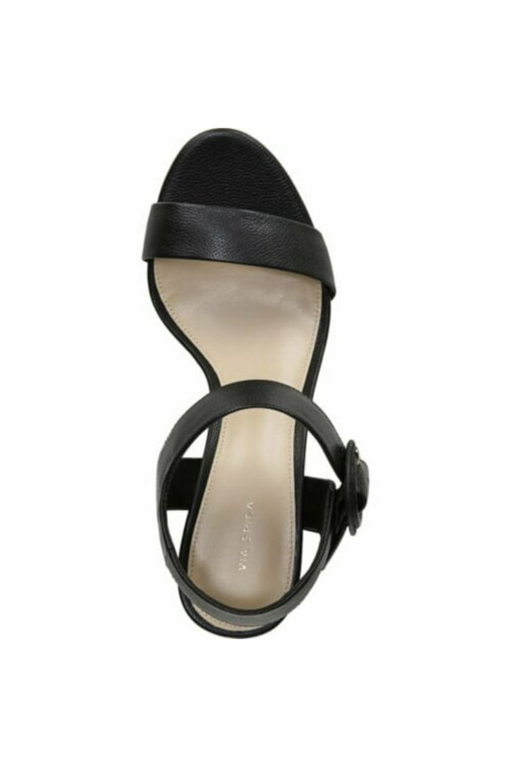 Womens Black 1.5" Platform Adjustable Strap Cushioned Ira Round Toe Platform Buckle Leather Dress Sandals Shoes 8 M