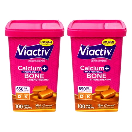 VIACTIV Calcium Plus D, Soft Chews, Caramel 100 EA (Pack of 2)