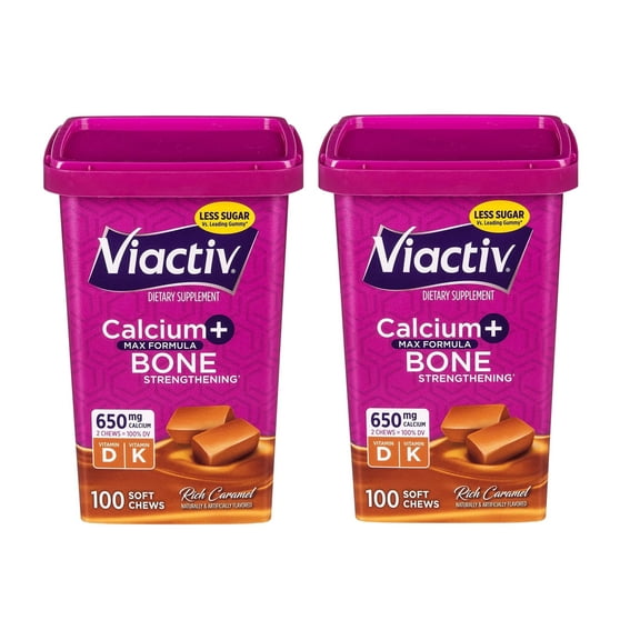 VIACTIV Calcium Plus D, Soft Chews, Caramel 100 EA (Pack of 2)