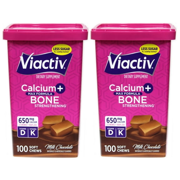 VIACTIV Calcium Plus D, Soft Chews, Milk Chocolate 100 ea (Pack of 2)