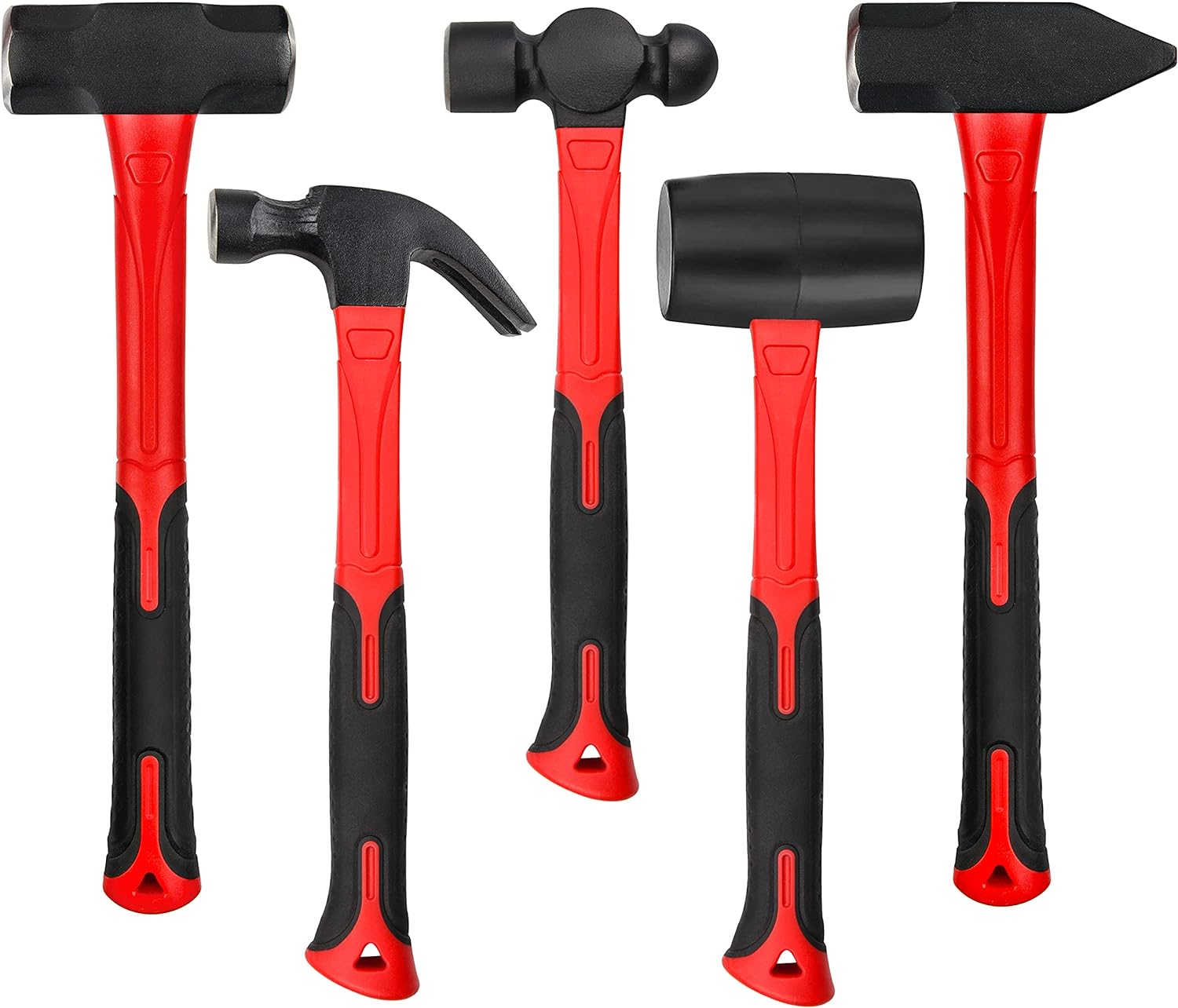 VIAGL Hammer Set, 5 Piece, Fiberglass Handle Mallets For Soft Tasks