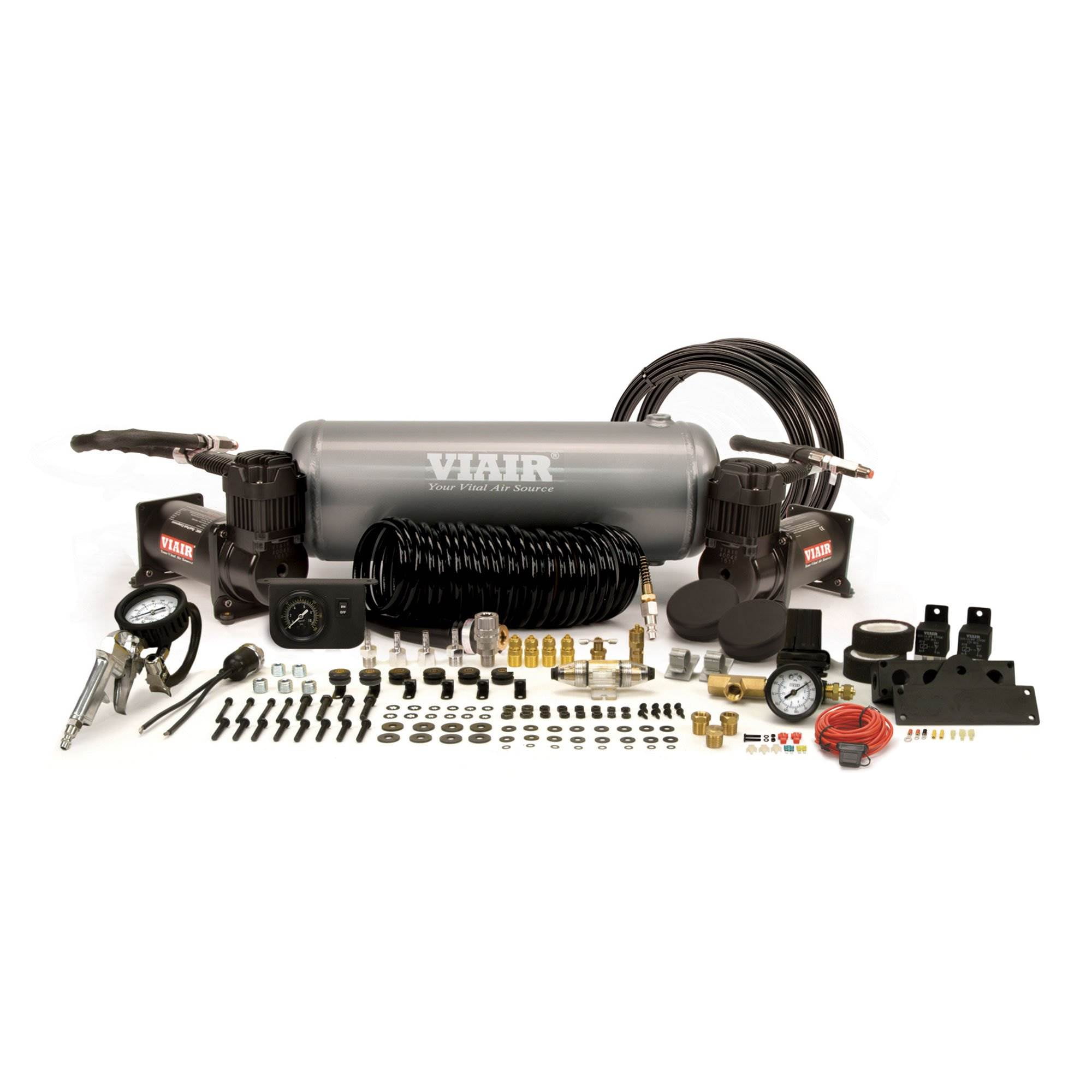 VIAIR 20016 Dual 400C 150 PSI OBA On Board Air Compressor System, Stealth Black