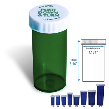 VIAL,16 DRAM,GREEN,SAFE/CAP, 270/CS