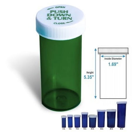 VIAL,60 DRAM,GREEN,SAFE/CAP, 115/CS