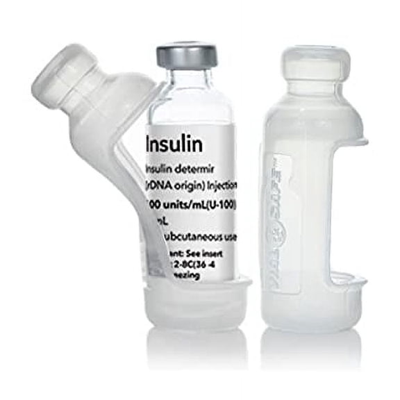VIAL SAFE Insulin Bottle Protector Case for Diabetes, Never Risk Breaking Your Insulin Vial, Reusable, Durable, Flexible Silicone Protective Sleeve, 2-Pack (Tall), Clear