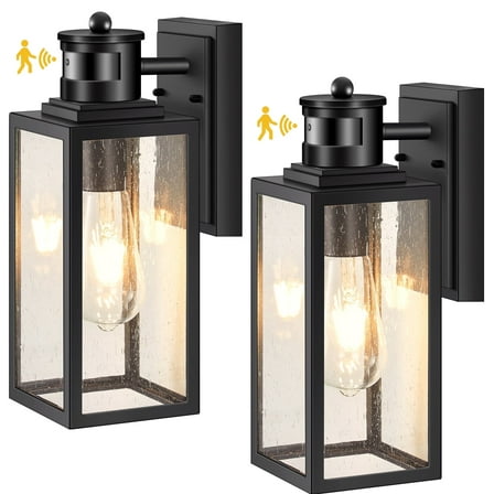 VIANIS 2 Pack Motion Sensor Outdoor Lights for House, Matte Black Exterior Light Fixtures Wall Mount for House, Waterproof Dusk Dawn Sensor Outside Porch Lights for House