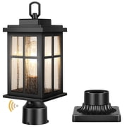 VIANIS Hardwired Dusk to Dawn Outdoor Post Light, Black Outdoor Lamp Post Light Fixture with Pier Mount Base, Modern Waterproof 3 inch Exterior Post Lantern with E26 Base for Garden Patio