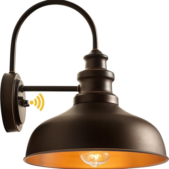 VIANIS Dusk to Dawn Outdoor Barn Lights, Brown Farmhouse Outside Front Porch Light Fixture, 10" ORB Gooseneck Garage Lights Outside, Waterproof Exterior Light Fixture for House, Porch