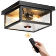 thumbnail image 1 of VIANIS Black Motion Sensor Outdoor Ceiling Light with Remote Control, Flush Mount Ceiling Lighting for Porch, Entryway, Adjustable Distance Time, 5 Modes, 2-Light, 1 of 8