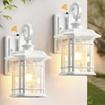 thumbnail image 1 of VIANIS White Exterior Lighting Fixtures, 2 Pack Porch Lights Outdoor, Outdoor Wall Lights Dusk to Dawn, Anti-Rust Outdoor Lighting for House, Porch, Garden, Doorway, Seed Tempered Glass, 1 of 10