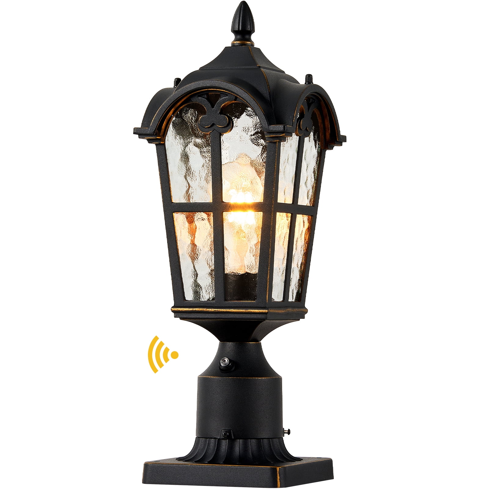 VIANIS Dusk to Dawn Outdoor Post Light, Black 1-Pack Lamp Posts Outdoor Lighting with Pier Mount Base, Waterproof Aluminum Outside Post Lights for Garden, Patio, Pathway (Hardwired 120VAC)