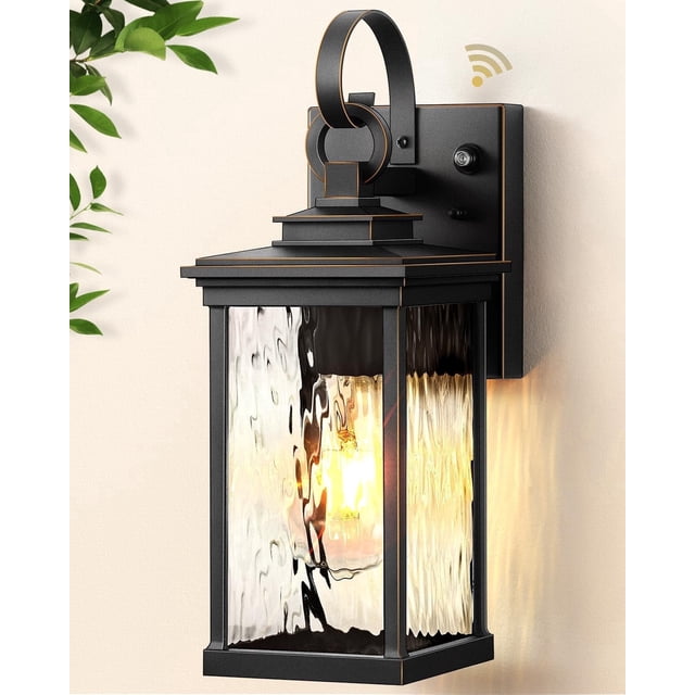 VIANIS Dusk to Dawn Outdoor Wall Lantern, Black Exterior Light Fixtures ...