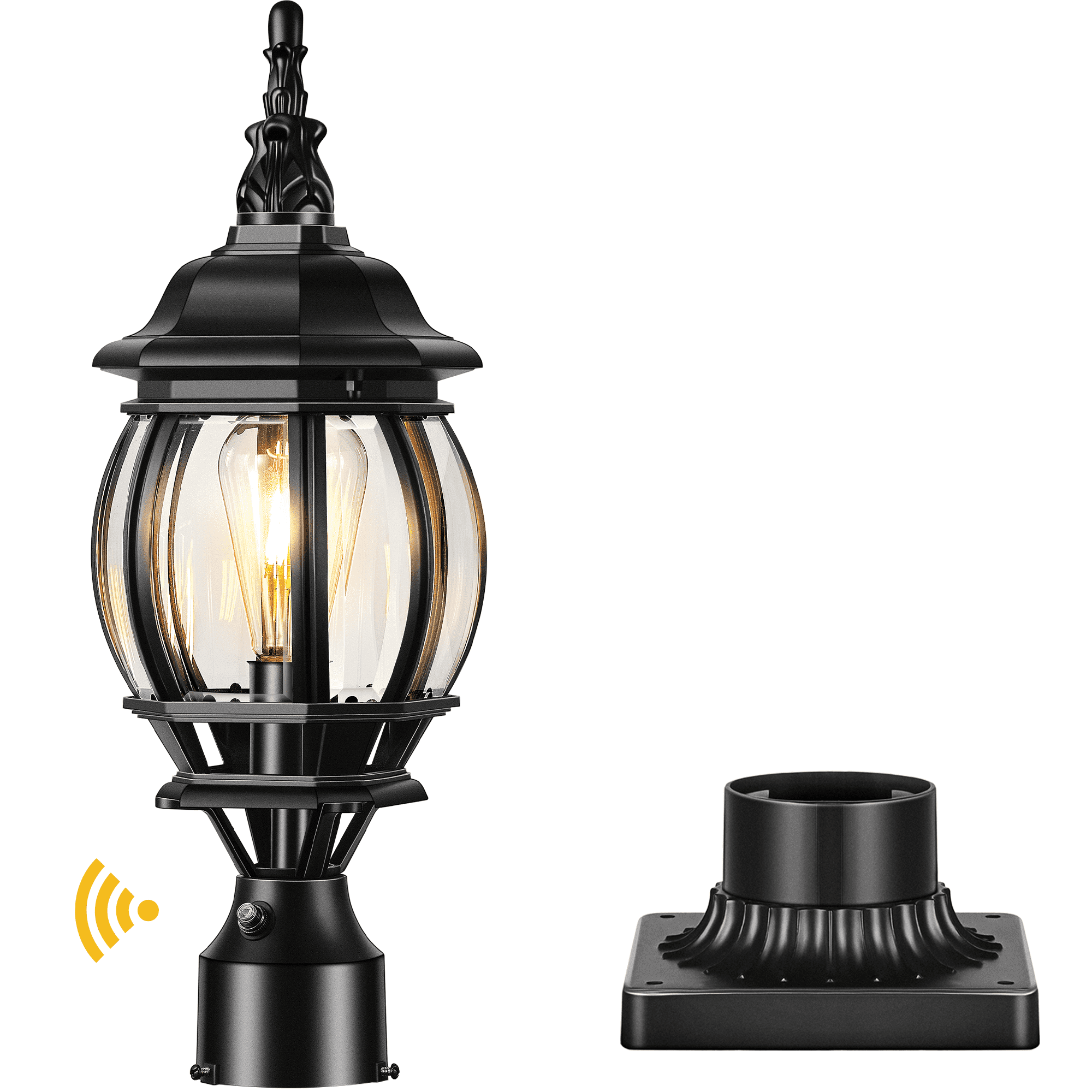 VIANIS Hardwired Lamp Posts Outdoor Lighting, Black Dusk to Dawn Outdoor Lamp Post Light Fixture with Pier Mount Base, 100% Aluminum 3-inch Exterior Post Lantern for Porch, Patio, Backyard, Garden