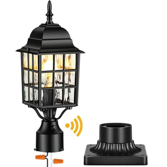 VIANIS Lamp Post Light Fixture with Mount Base, Modern Black Exterior Post Lantern Fixture with Tempered Glass, Anti-Rust Aluminum Light Posts for Outside for Driveway, Backyard Patio Garden, E26